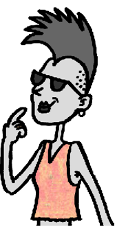  Cartoon woman wearing a tank top and sunglasses, smiling and enjoying a sunny day.