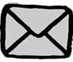 Black and white outlined envelope icon representing mail services.